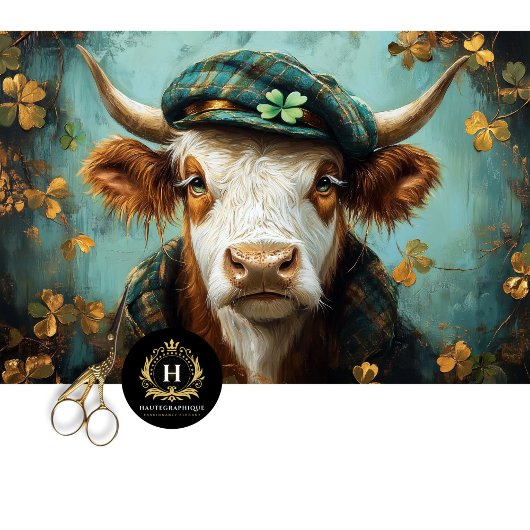 Papier Mousseline Irish Highland Cow Russe Boho Farmhouse Decoupage