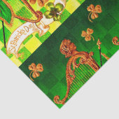 Papier Mousseline IRLANDE HARP, OR VERT SHAMROCK St Patrick's Day (Détail)