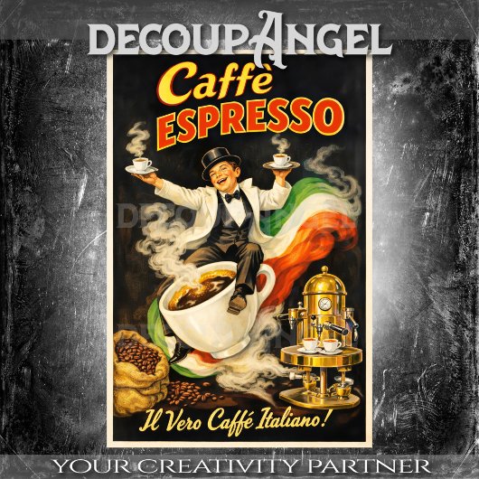 Papier Mousseline Italian Espresso Coffee Poster Decoupage