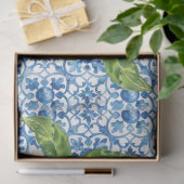 Papier Mousseline Italian Lemons Blue White Tile Decoupage  (Cadeau)