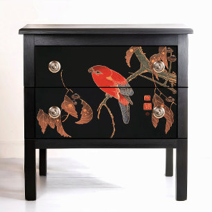 Papier Mousseline Ito Jakuchu Red Parrot sur branche d'arbre Circa 1