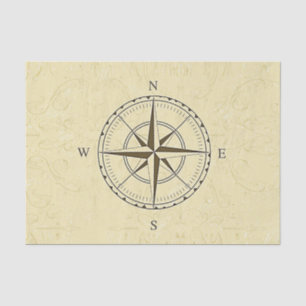 Papier Mousseline Ivoire nautique vintage de rose de boussole