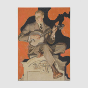 Papier Mousseline J.C. Leyendecker Joueur de banjo 1920 Art déco Art