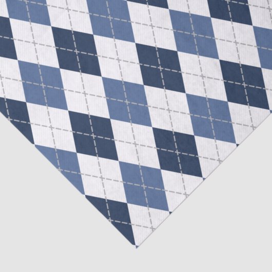 Papier Mousseline Jacquard bleu blanc plaid (Détail)