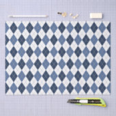 Papier Mousseline Jacquard bleu blanc plaid (Artisanat)