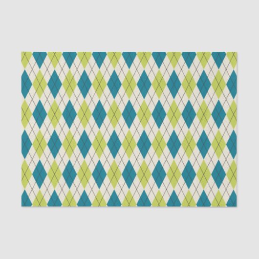 Papier Mousseline Jacquard bleu et vert (Recto)