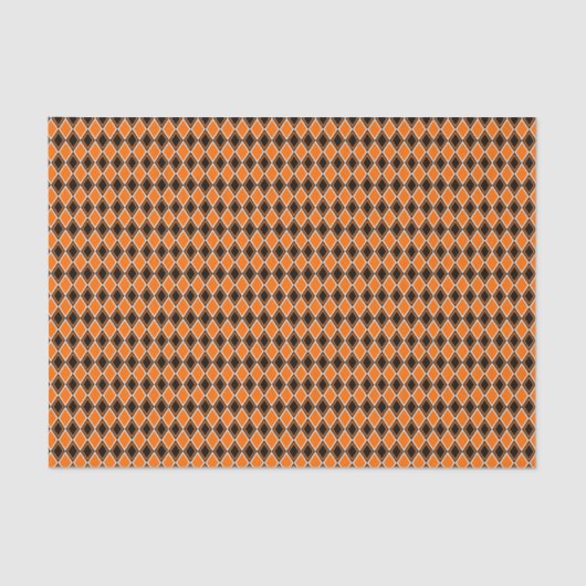 Papier Mousseline Jacquard d'Halloween - Diamants noirs et orange (Recto)