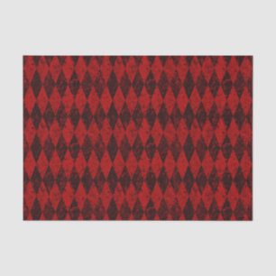 Papier Mousseline Jacquard Diamond Arlequin Noir Rouge Perdu