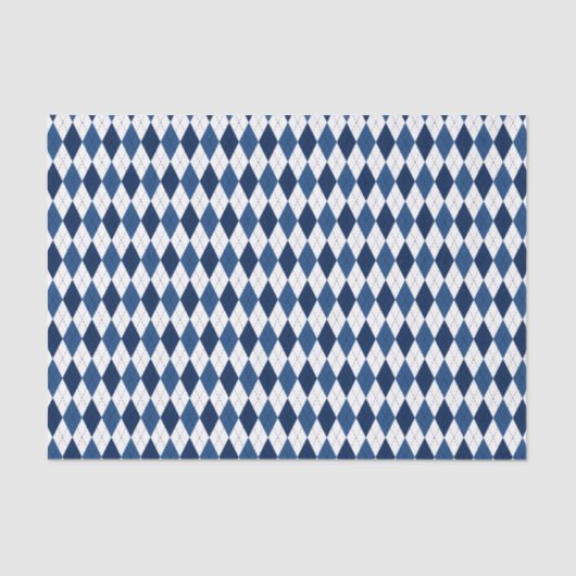 Papier Mousseline Jacquard Preppy classique bleu et blanc (Recto)