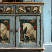 Papier Mousseline Jade médiéval Floral William Morris Style Unicorne