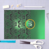Papier Mousseline JADE NOIR GEMME DE DAMAS MONOGRAMME Floral (Artisanat)
