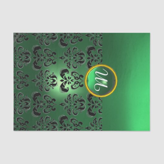 Papier Mousseline JADE NOIR VERT  DAMAS PIERRE GEMME MONOGRAMME Flor (Recto)