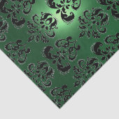 Papier Mousseline JADE NOIR VERT  DAMASK GEMME MONOGRAMME Floral (Détail)