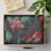 Papier Mousseline Jaguar mélaniste dans la jungle Fleurs rouges (Cadeau)