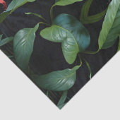 Papier Mousseline Jaguar mélaniste dans la jungle Fleurs rouges (Détail)