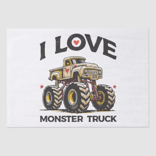 Papier Mousseline J'aime Camion Monster (Recto)