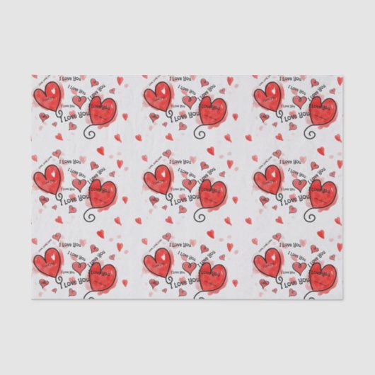 Papier Mousseline J'Aime, J'Aime, Je T'Aime (Recto)