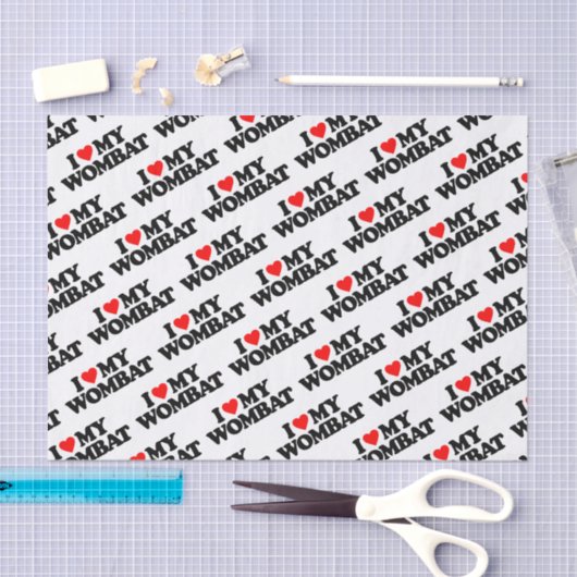 PAPIER MOUSSELINE J'AIME MON WOMBAT (Artisanat)
