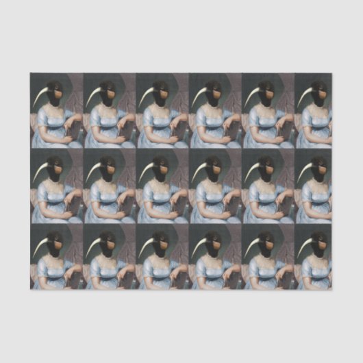 Papier Mousseline Jane Austen portrait with bird head (Recto)