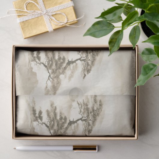 Papier Mousseline Japan Ink Landscape Minimal Misty Mountain (Cadeau)