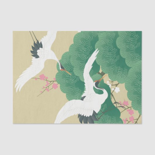 Papier Mousseline Japanese Crane and Pine Tree (Recto)