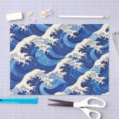 Papier Mousseline Japanese Great Wave Pattern Ocean  (Artisanat)
