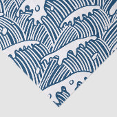 Papier Mousseline JAPANESE  WAVE PATTERN IN BLUE Tissue Paper (Détail)