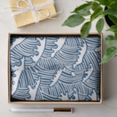 Papier Mousseline JAPANESE  WAVE PATTERN IN BLUE Tissue Paper (Cadeau)