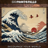 Papier Mousseline Japon encre, Hokusai Great Wave parchemin de style