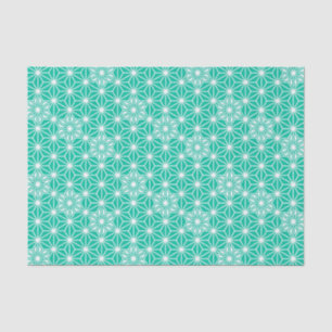 Papier Mousseline Japonais Asanoha motif - bleu paon