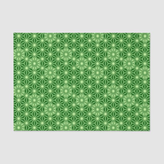 Papier Mousseline Japonais Asanoha Motif, Emerald et Lime Green (Recto)