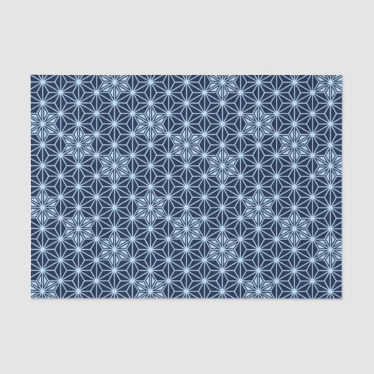 Papier Mousseline Japonais Asanoha motif - Indigo Blue (Recto)