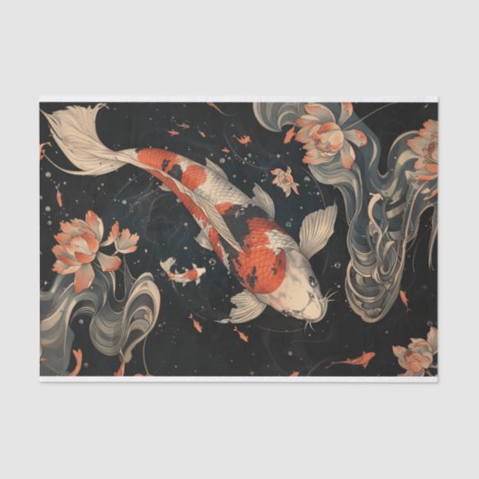 Papier Mousseline Japonais Koi Poisson Peinture Découpage (Recto)