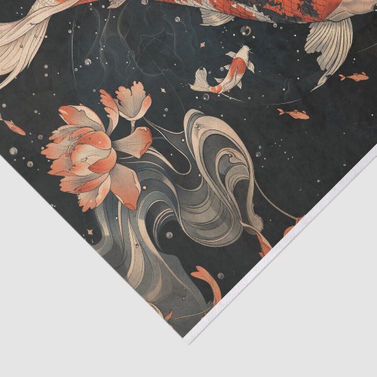 Papier Mousseline Japonais Koi Poisson Peinture Découpage (Détail)