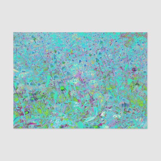 Papier Mousseline Jardin à fleurs vert et violet Abstrait Aqua (Recto)