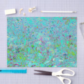 Papier Mousseline Jardin à fleurs vert et violet Abstrait Aqua (Artisanat)