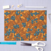 Papier Mousseline Jardin aux bleuets, bleu et orange (Artisanat)