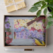 Papier Mousseline Jardin aux fleurs d'oiseaux colorés (Cadeau)