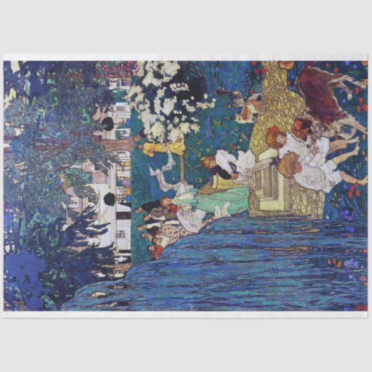 Papier Mousseline Jardin avec chien et chat, Jessie Willcox Smith (Recto)