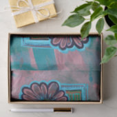 Papier Mousseline Jardin bleu et rose (Cadeau)