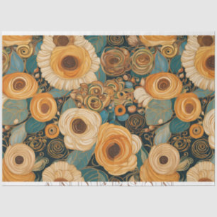 Papier Mousseline Jardin Boho d'or Floral