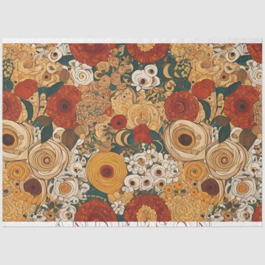 Papier Mousseline Jardin Boho d'or Floral (Recto)