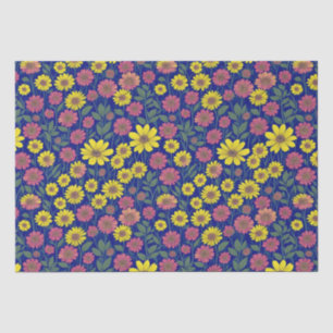 Papier Mousseline Jardin botanique à fleurs rose jaune chic