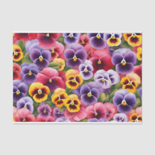 Papier Mousseline Jardin Coloré Mélange Fleurs Pansy