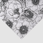 Papier Mousseline Jardin d'anémones en noir et blanc (Détail)
