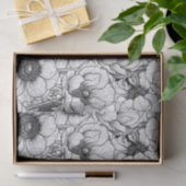 Papier Mousseline Jardin d'anémones en noir et blanc (Cadeau)