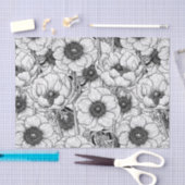 Papier Mousseline Jardin d'anémones en noir et blanc (Artisanat)