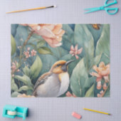 Papier Mousseline Jardin d'aquarelle Whimsical avec Décou d'oiseau u (Artisanat)