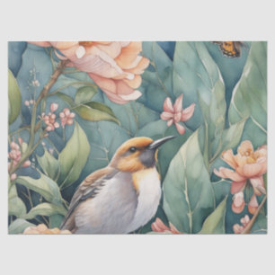 Papier Mousseline Jardin d'aquarelle Whimsical avec Décou d'oiseau u