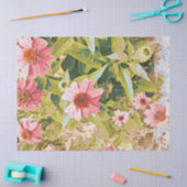 Papier Mousseline Jardin de fleurs roses sur l'art Feuille vert (Artisanat)